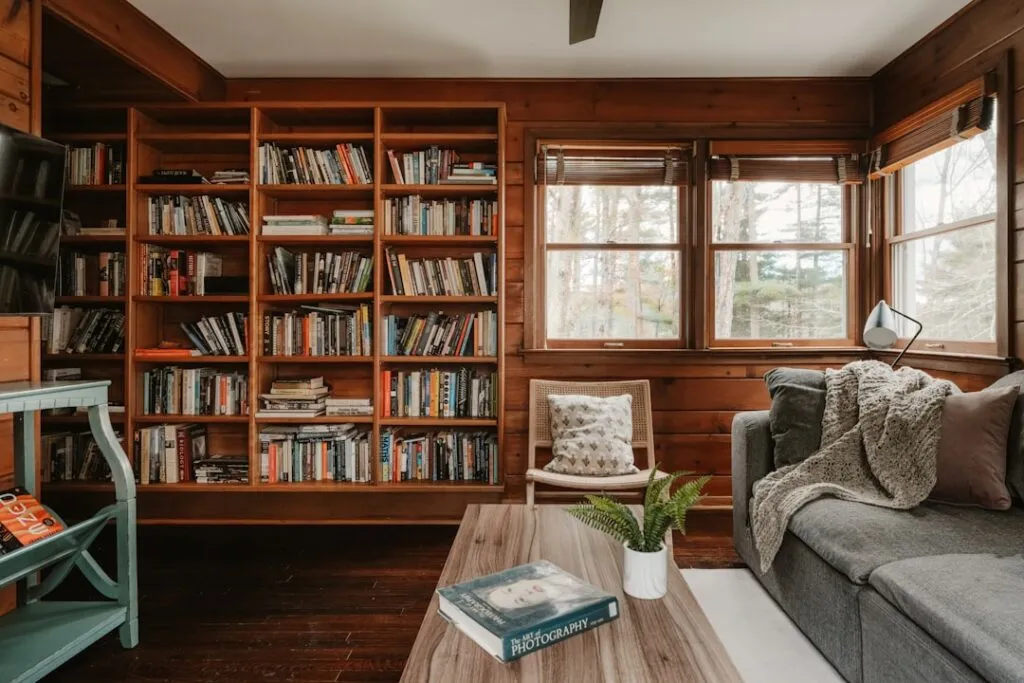 Photo create a cozy reading corner in the library